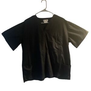 Pre Owned Women's M&M Scrubs Scrub in DK Blue Black Sz Lg Practical Comfort